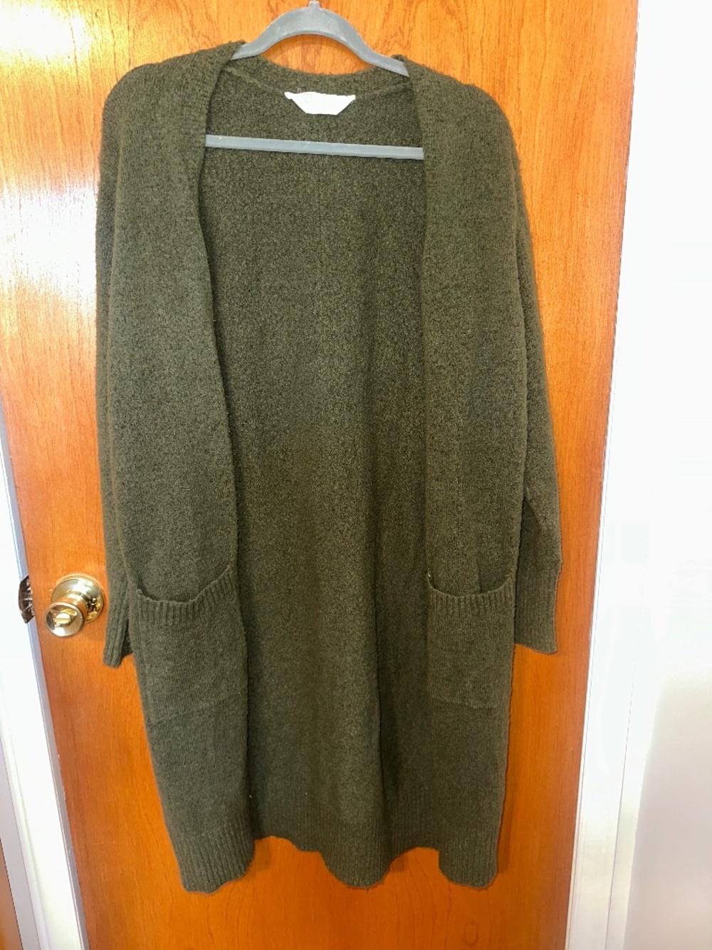 (2) Long Cardigans - Olive Green & Gray